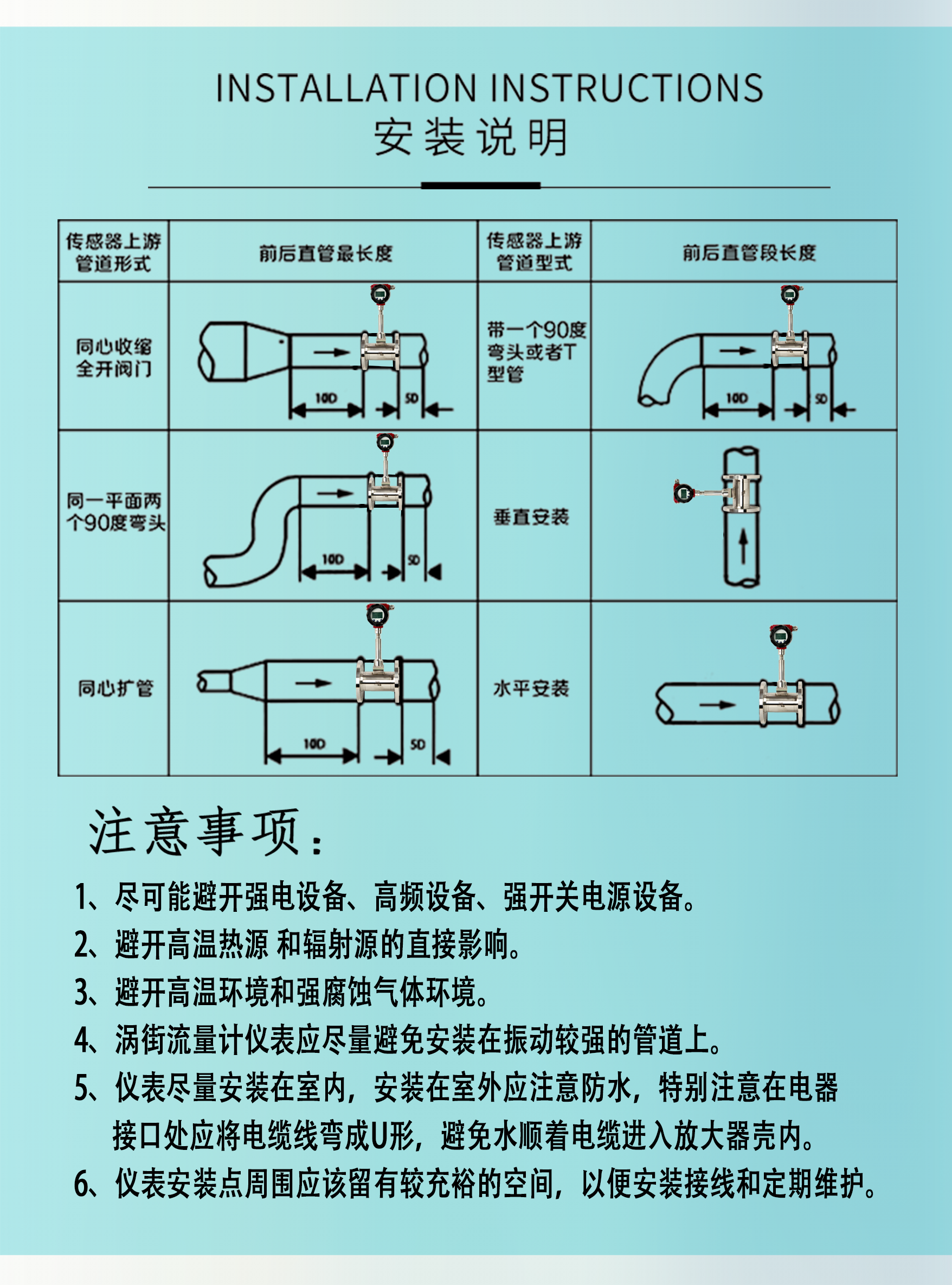 渦街流量計安裝及使用說明